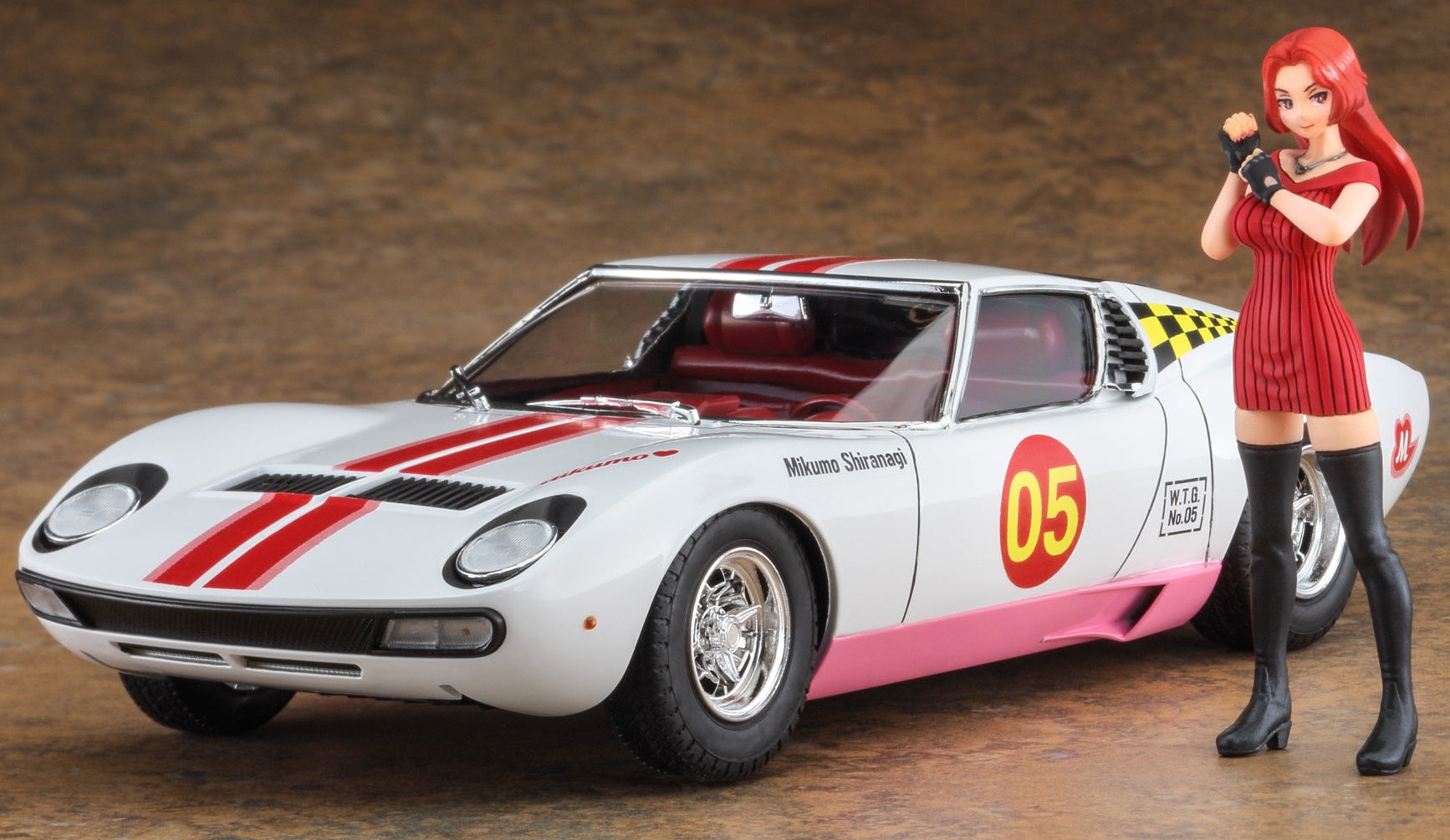 Hasegawa 1/24 Wild Egg Girls No.05 Lamborghini Miura P400 SV "Mikumo Shiranagi" w/Figure