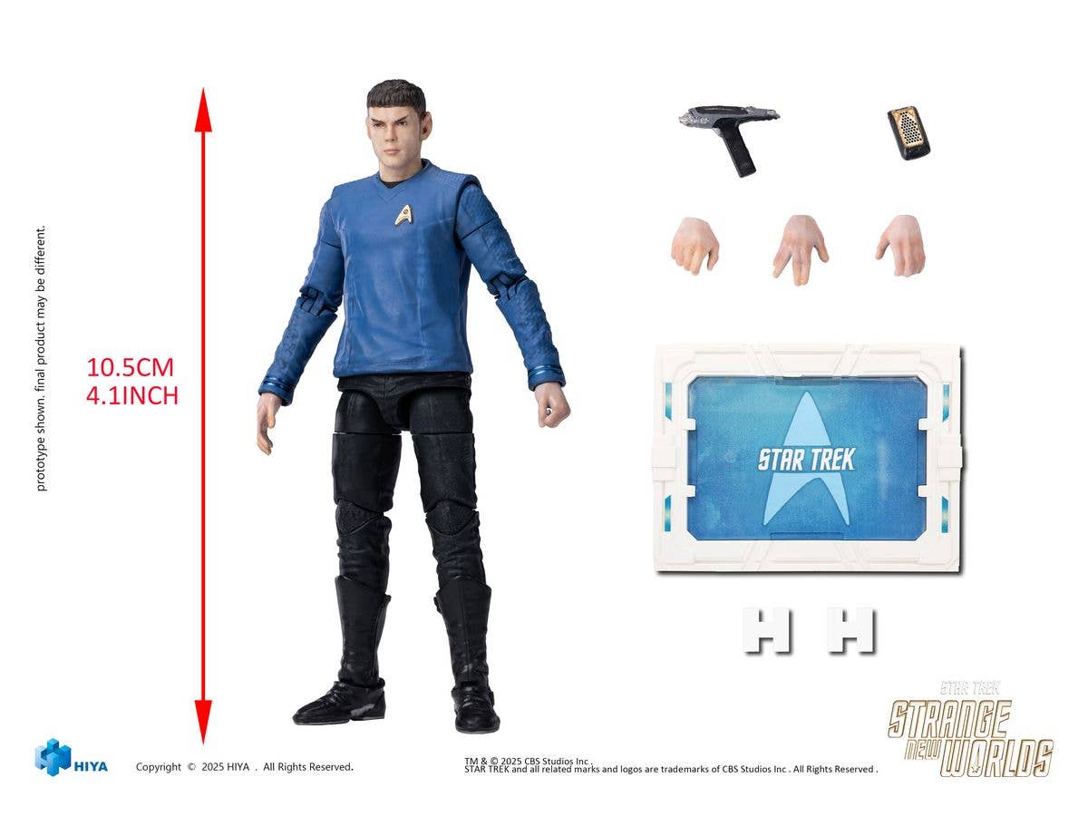 HIYA TOYS Exquisite Mini Series 1/18 Scale 4 Inch STAR TREK Strange New Worlds Spock Action Figure | 6957534204357