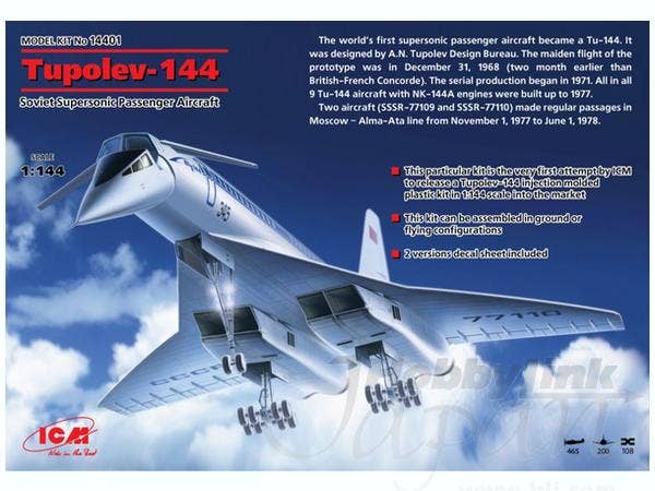 ICM 1/144 Tupolev-144, Soviet Supersonic Passenger Aircraft | 4823044402540