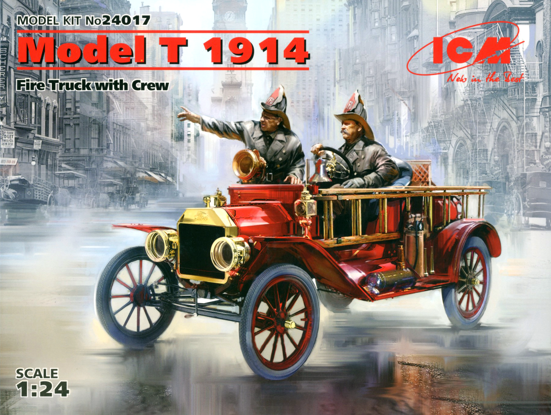 ICM 1/24 Model T 1914 Fire Truck with Crew | 4823044405275