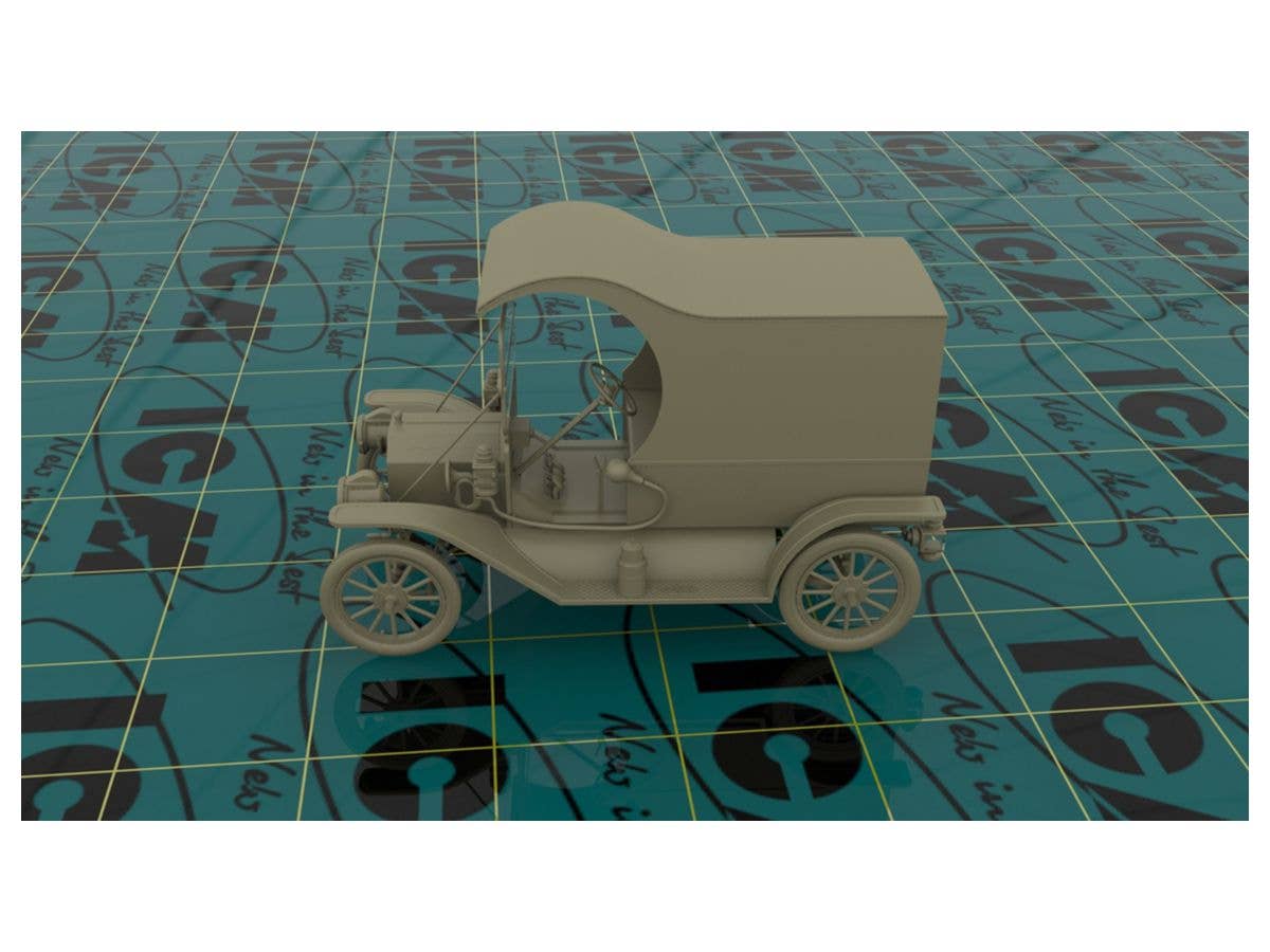 ICM 1/24 Gasoline Delivery, Model T 1912 Delivery Car with American Gasoline Loaders | 4823044406043