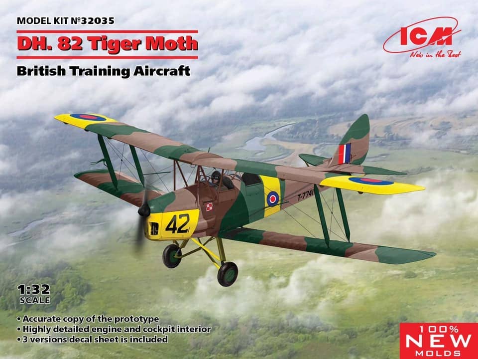 ICM 1/32 D.H. 82A Tiger Moth - British Training Aircraft | 4823044407538