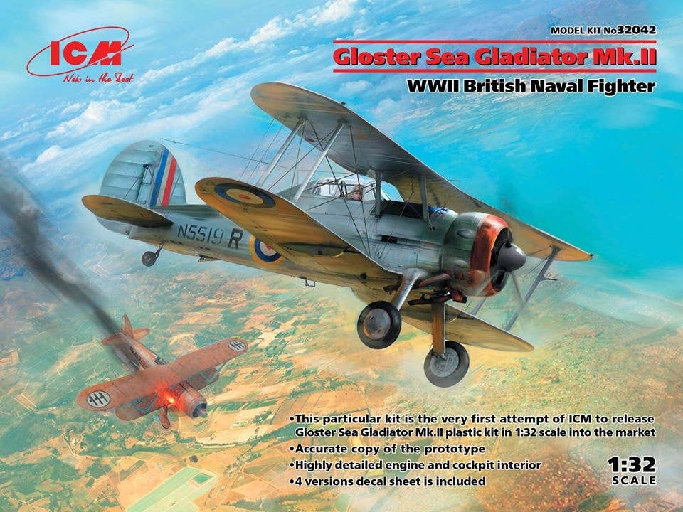 ICM 1/32 Gloster Sea Gladiator Mk.II, WWII British Naval Fighter | 4823044406371