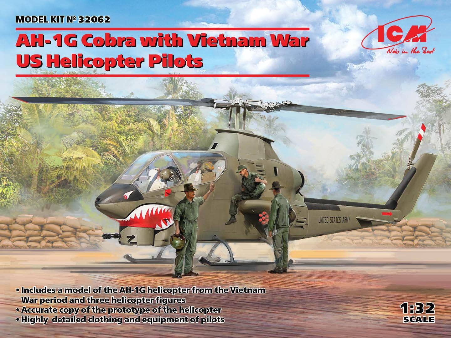 ICM 1/32 AH-1G Cobra with Vietnam War US Helicopter Pilots | 4823044407774
