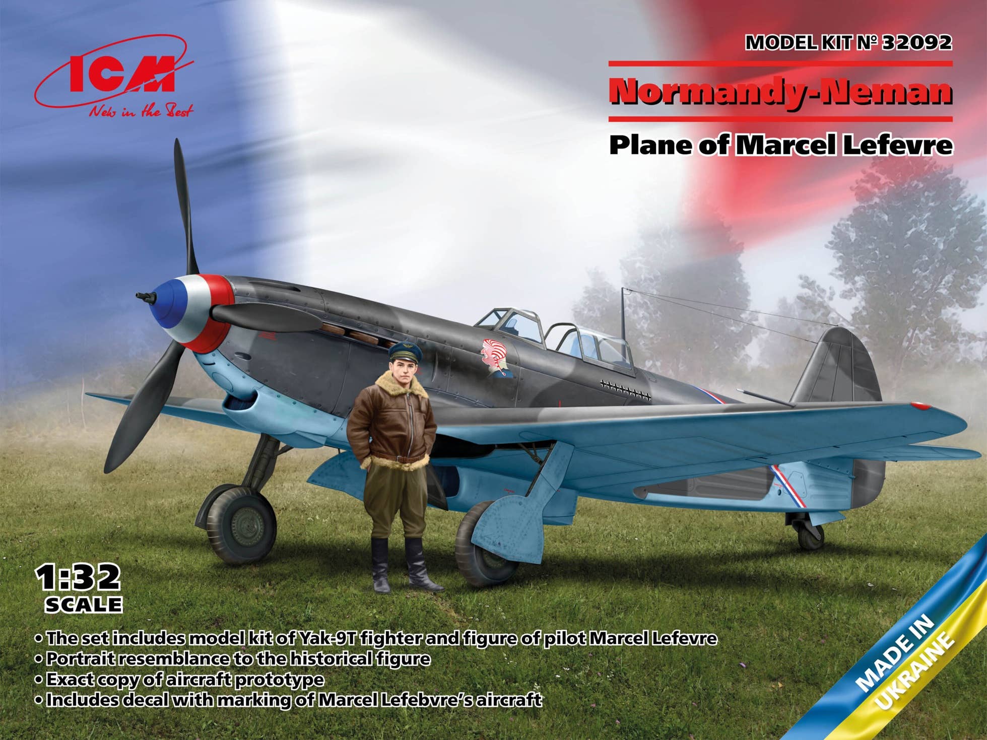 ICM 1/32 Normandy-Neman Plane of Marcel Lefevre (Yak-9T with Marcel Lefevre Figure) | 4823044408696