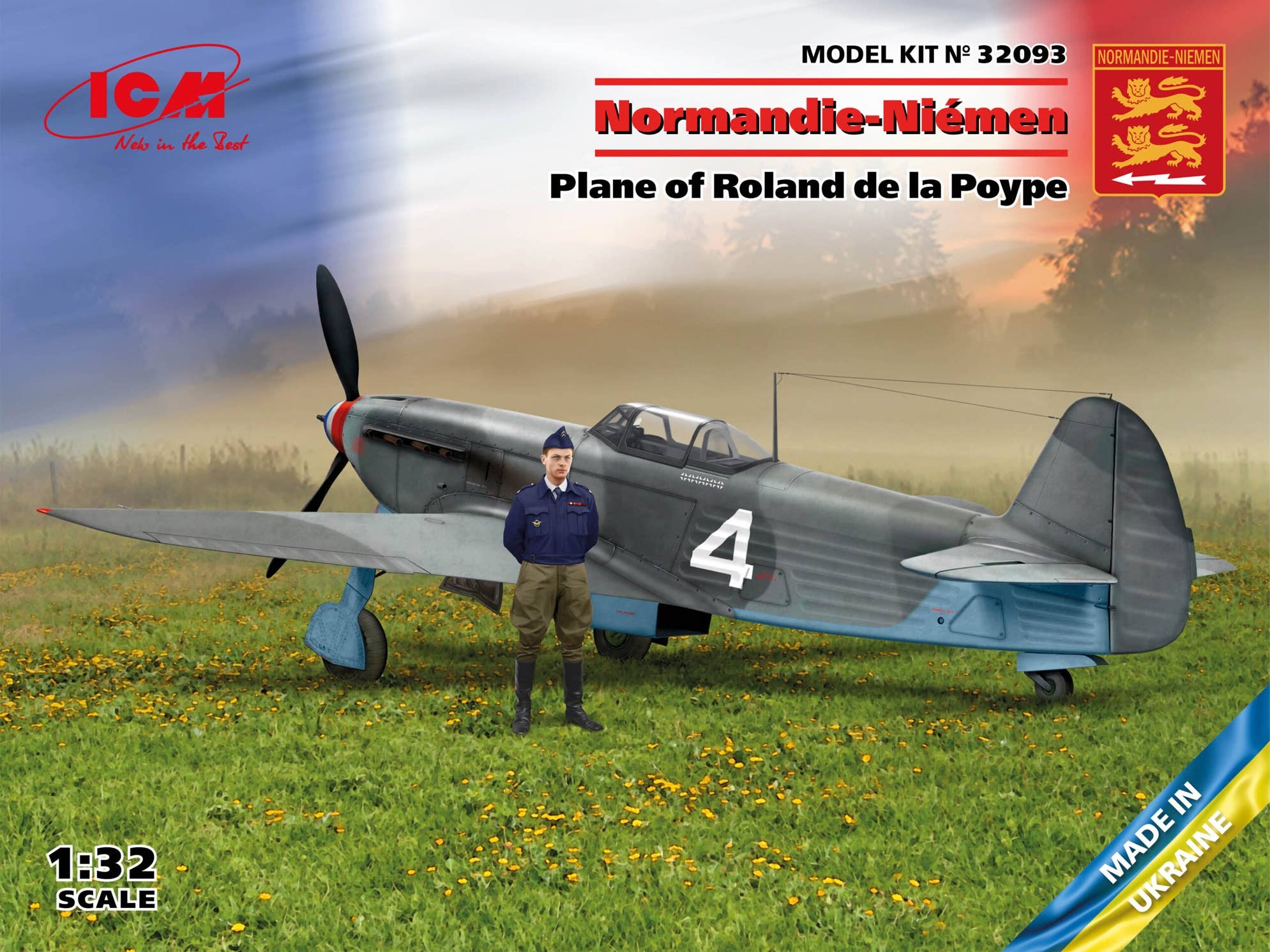 ICM 1/32 Normandie-Niemen. Plane of Roland de la Poype (Yak-9T with Roland de la Poype figure), Aircraft | 4823044408702