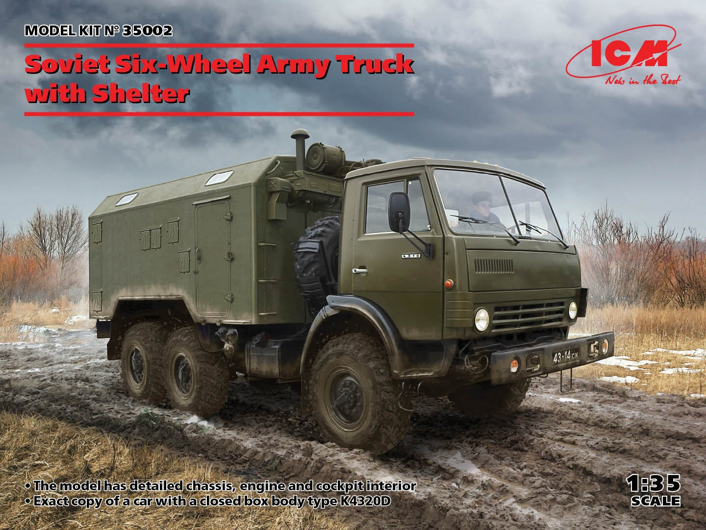 ICM 1/35 Soviet Six-Wheel Army Truck with Shelter - UPC 5907747900141 | 5907747900141