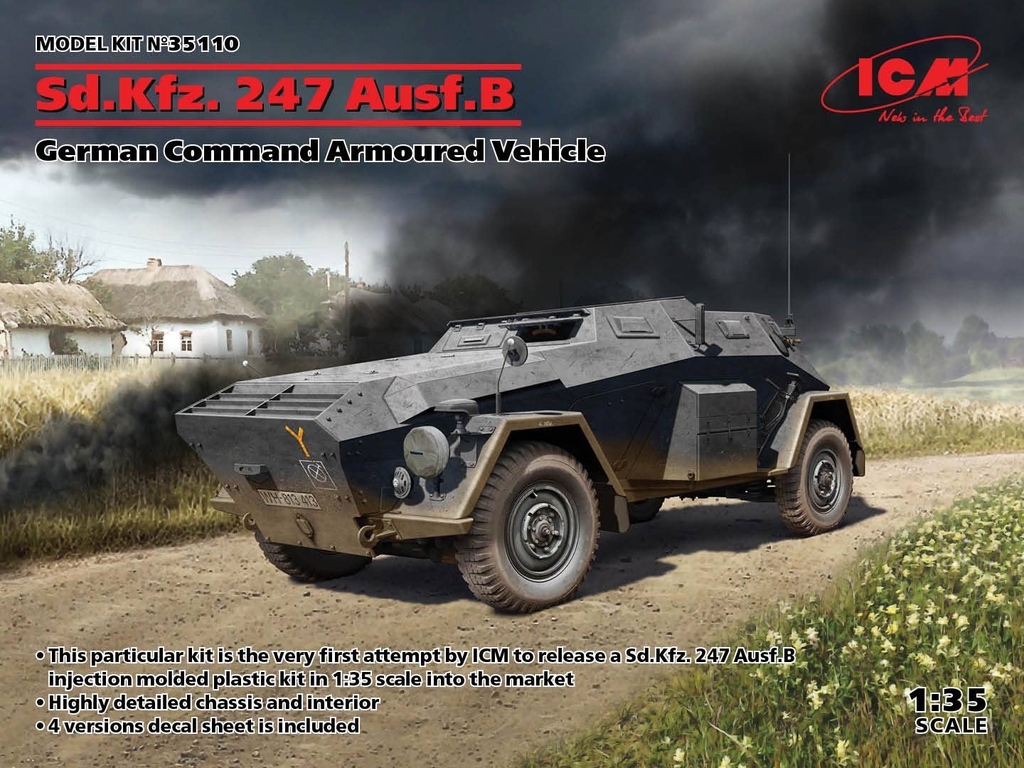ICM 1/35 Sd.Kfz. 247 Ausf.B, German Command Armoured Vehicle (100% new molds) | 4823044406456