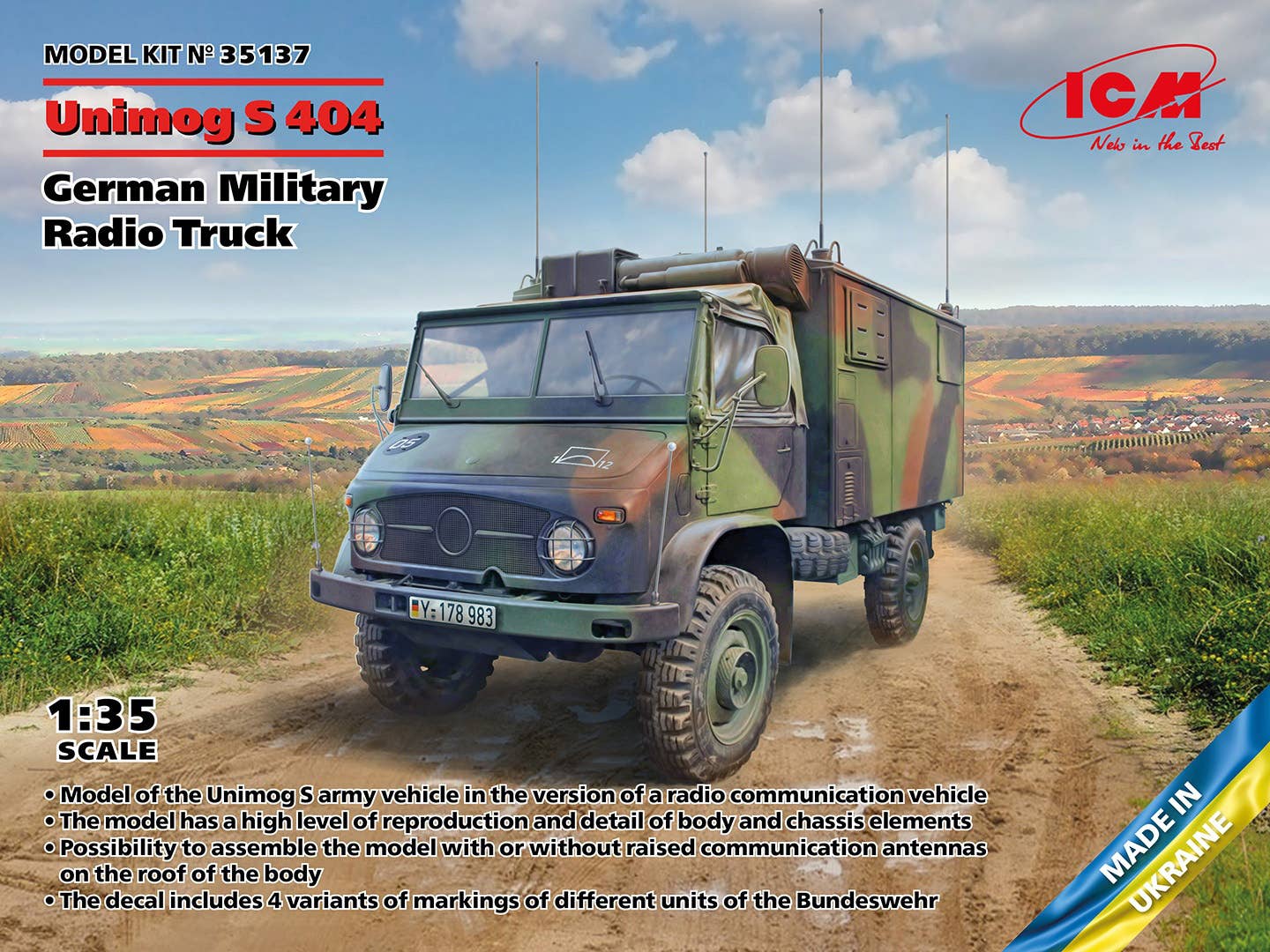 ICM 1/35 Unimog S 404, German Military Radio Truck, Vehicle | 4823044409594
