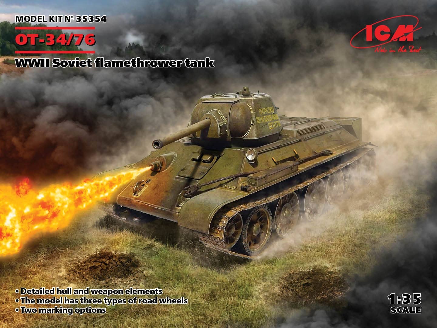 ICM 1/35 ОT-34/76, WWII Soviet Flamethrower Tank | 4823044408511
