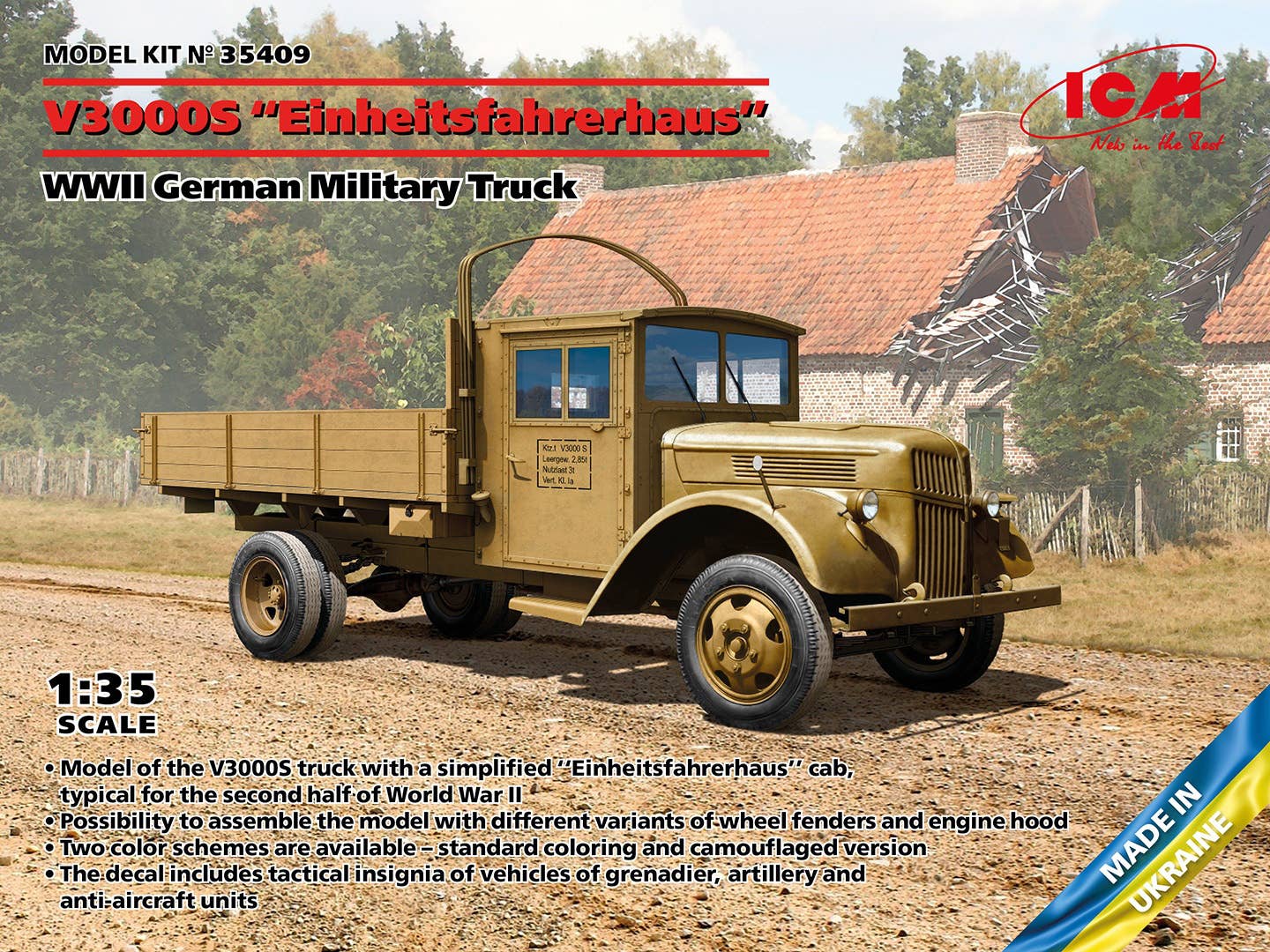 ICM 1/35 V3000S 'Einheitsfahrerhaus', WWII German Military Truck, Vehicle | 4823044409747