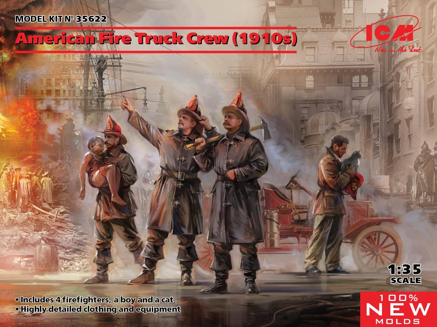 ICM 1/35 American Fire Truck Crew (1910s) (100% new molds) | 4823044408061