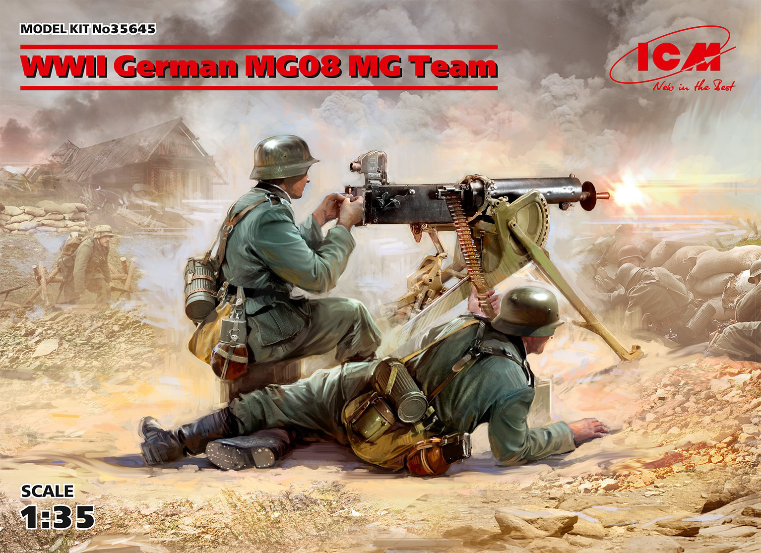 ICM 1/35 WWII German MG08 MG Team (2 figures) (100% new molds) | 4823044405602