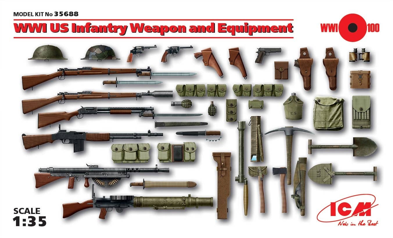 ICM 1/35 WWI US Infantry Weapon and Equipment | 4823044403479