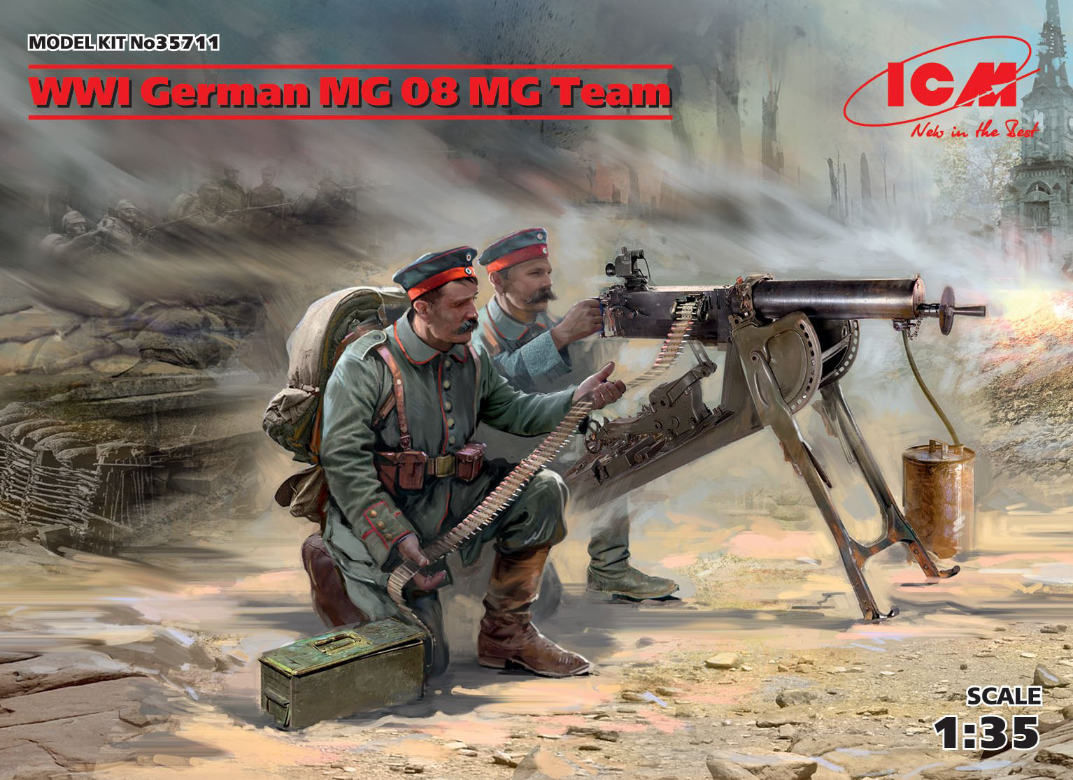 ICM 1/35 WWI German MG08 MG Team (2 figures) (100% new molds) | 4823044405596