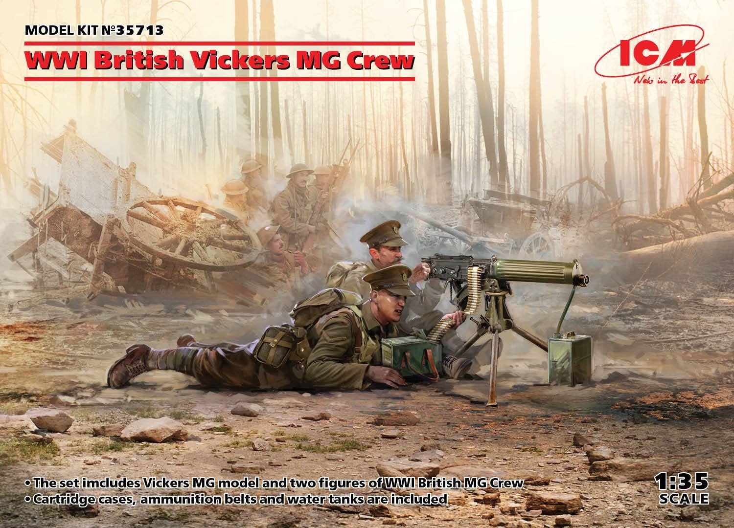 ICM 1/35 WWI British Vickers MG Crew (Vickers MG & 2 figures) (100% new molds) | 4823044406159