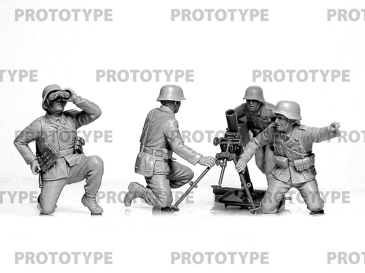 ICM 1/35 WW2 German mortar GrW 34 with Crew (mortar and 4 figures), Figure | 4823044409082