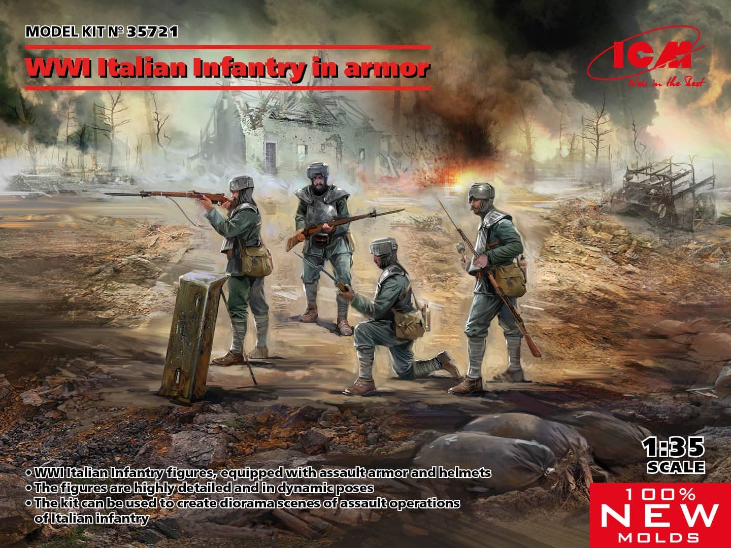 ICM 1/35 WWI Italian Infantry in armor (100% new molds) | 4823044409051
