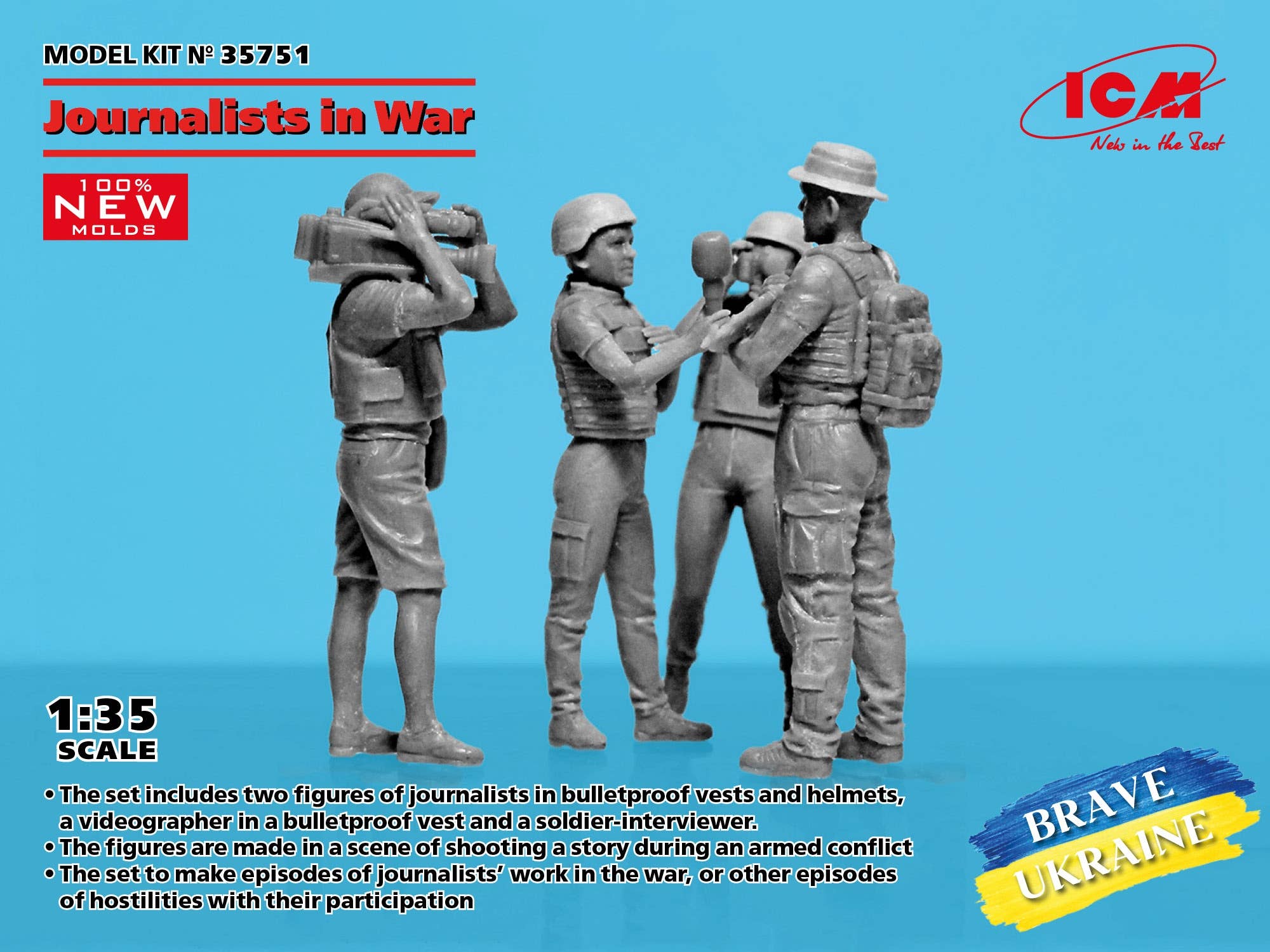 ICM 1/35 Journalists in War (4 figures) (100% new molds), Figure | 4823044409761