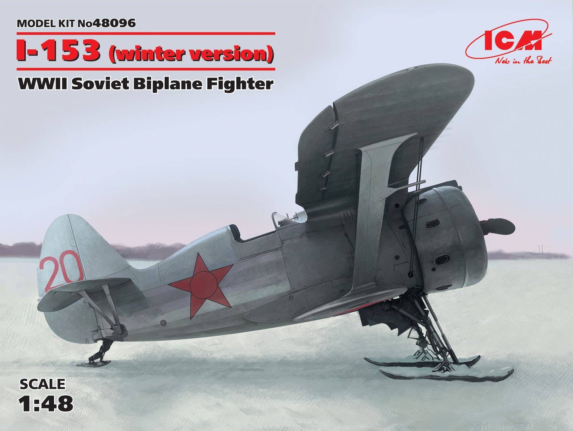 ICM 1/48 I-153, WWII Soviet Biplane Fighter (winter version) | 4823044404308