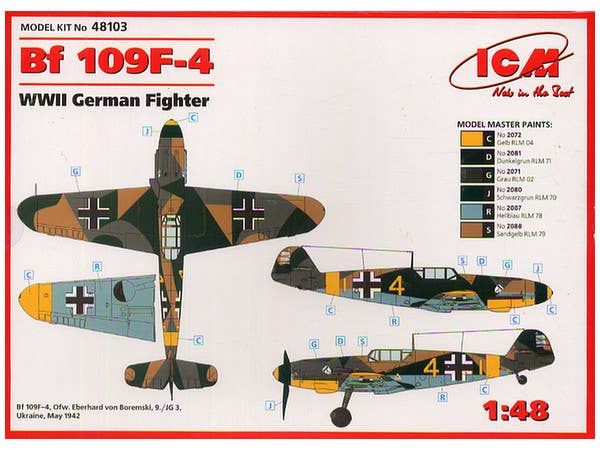 ICM 1/48 Messerschmitt Bf 109F-4, WWII German Fighter | 4823044402007