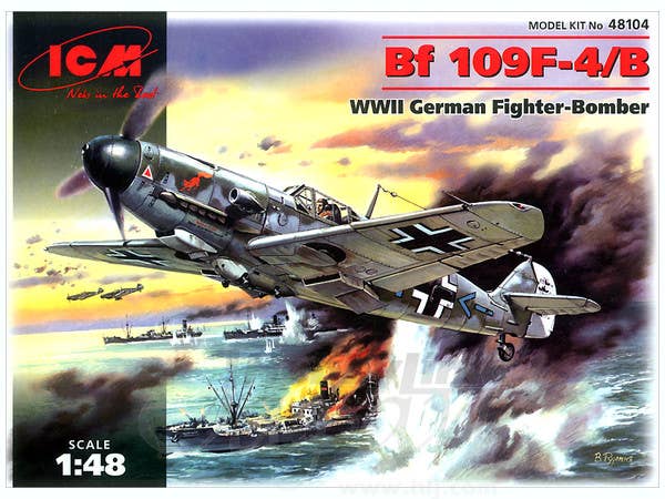 ICM 1/48 Messerschmitt Bf 109F-4/B, WWII German Fighter-Bomber | 4823044402373