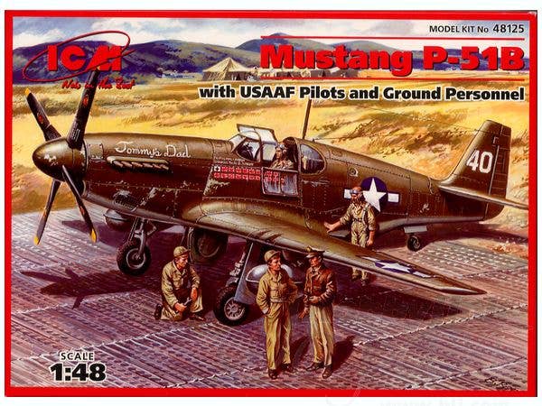 ICM 1/48 Mustang P-51B with USAAF Pilots and Ground Personnel | 4823044400478