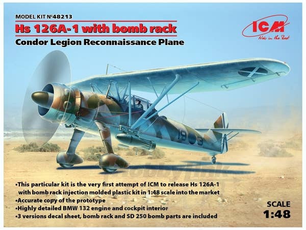 ICM 1/48 Hs 126A-1 with bomb rack, Condor Legion Reconnaissance Plane | 4823044403561