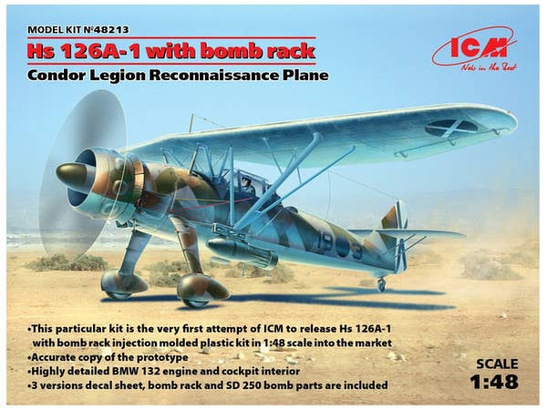 ICM 1/48 Hs 126A-1 with bomb rack, Condor Legion Reconnaissance Plane | 4823044403561