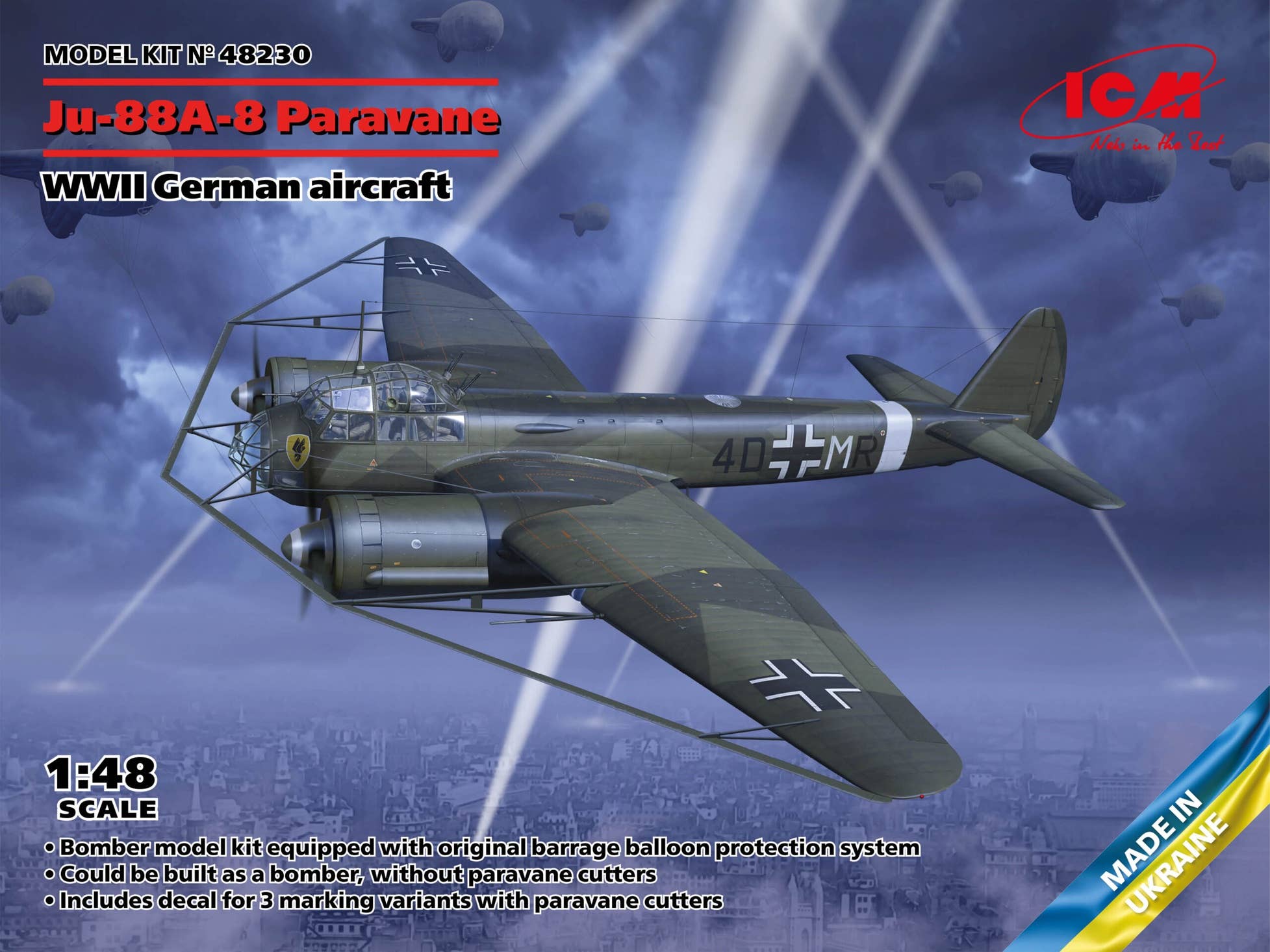 ICM 1/48 Ju-88A-8 Paravane, WWII German Aircraft | 4823044408627