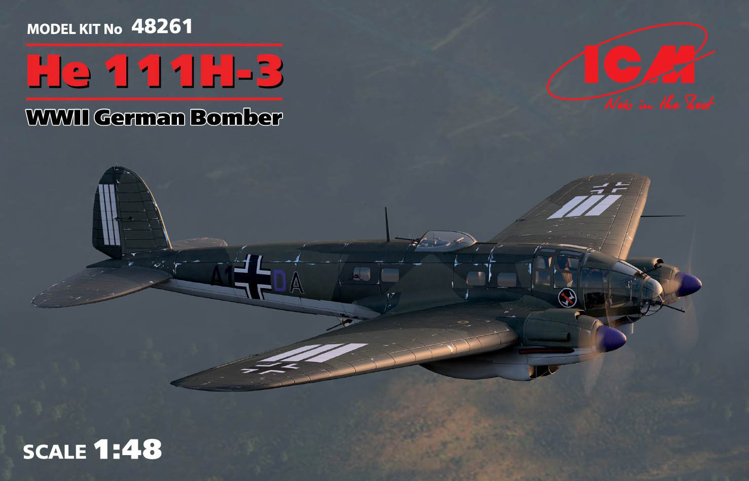 ICM 1/48 He 111H-3, WWII German Bomber | 4823044404513
