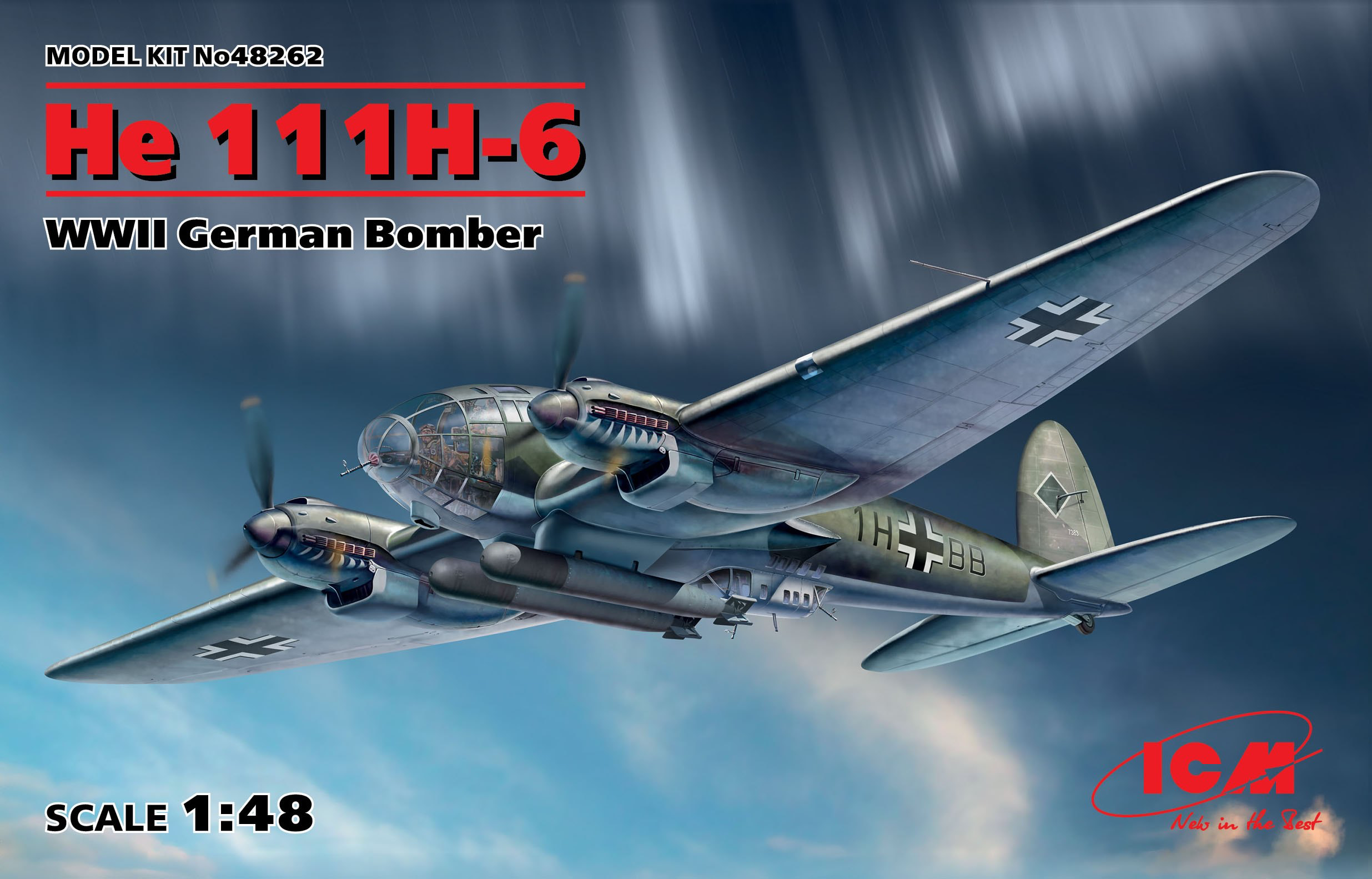 ICM 1/48 He 111H-6, WWII German Bomber | 4823044404926