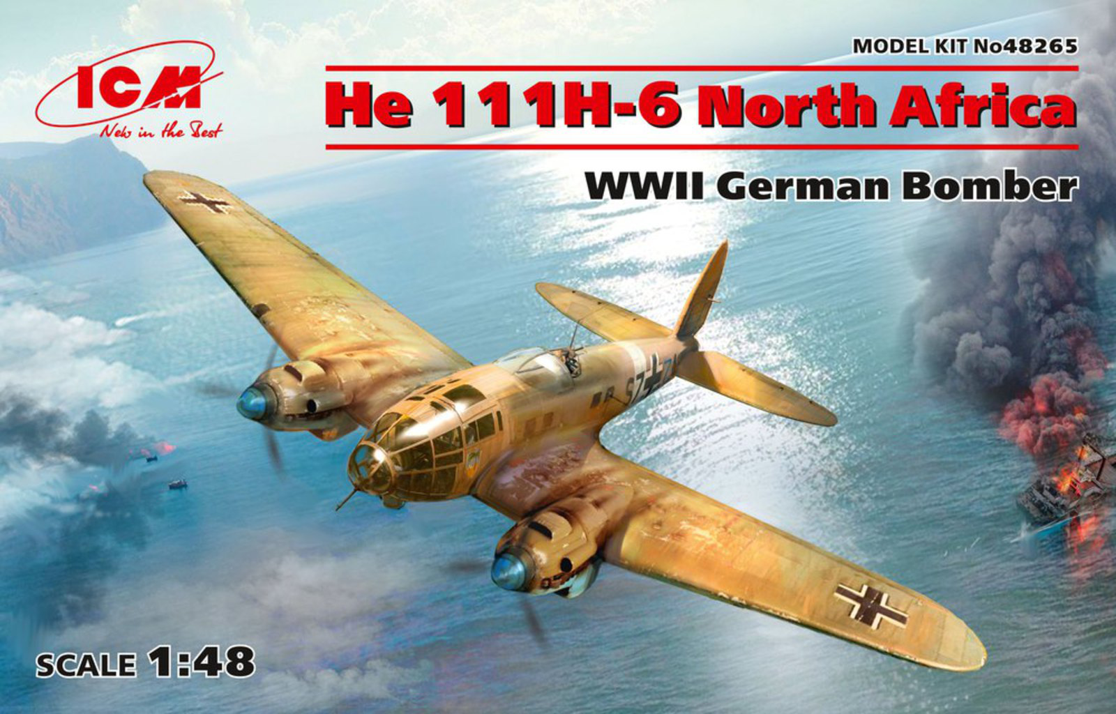 ICM 1/48 He 111H-6 North Africa, WWII German Bomber | 4823044405763