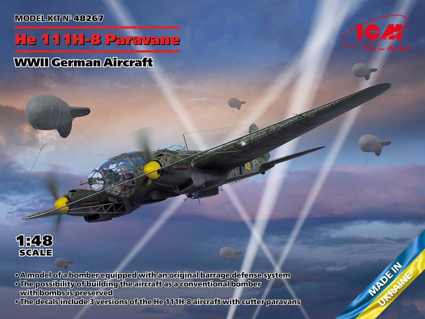 ICM 1/48 He 111H-8 Paravane, WWII German Aircraft, Aircraft | 4823044409525