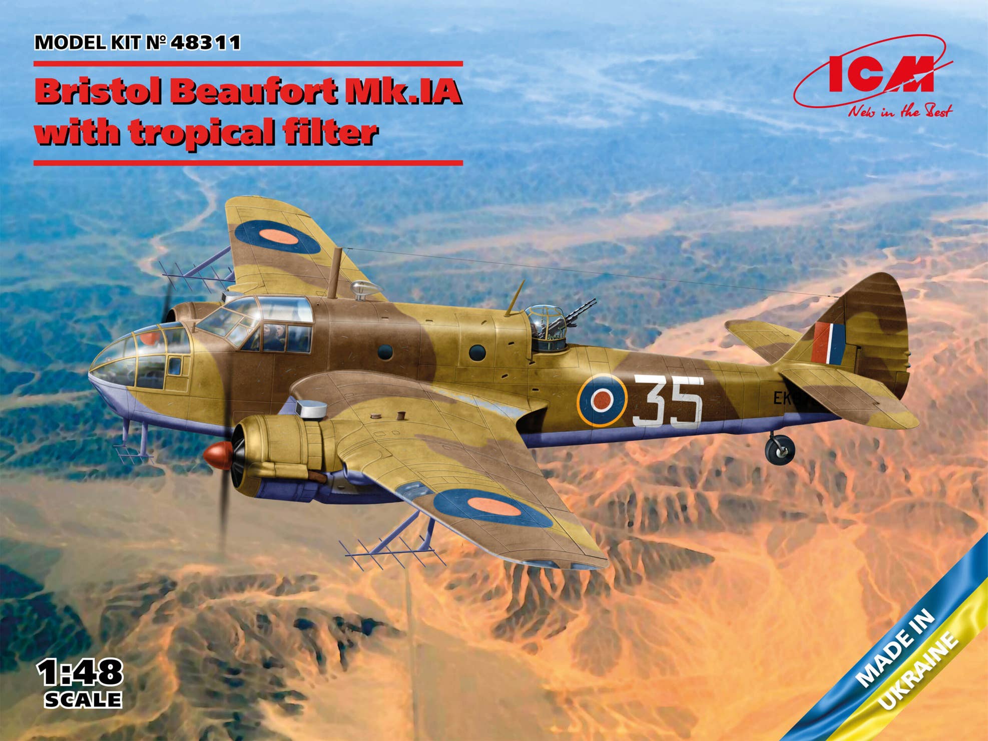 ICM 1/48 Bristol Beaufort Mk.IA with tropical filter, Aircraft | 4823044408573
