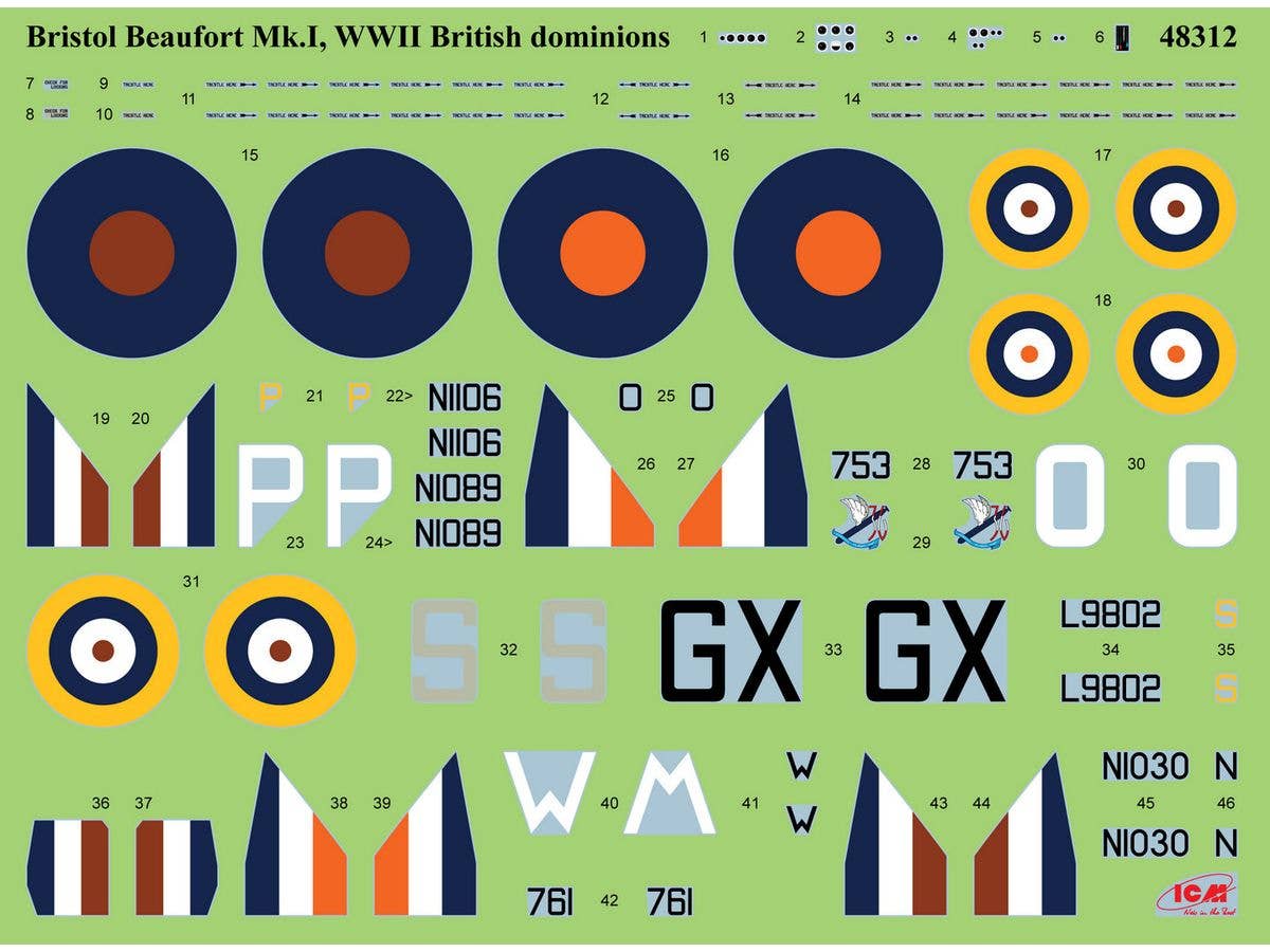 ICM 1/48 Bristol Beaufort Mk.I, WWII British dominions Air Force | 4823044409501
