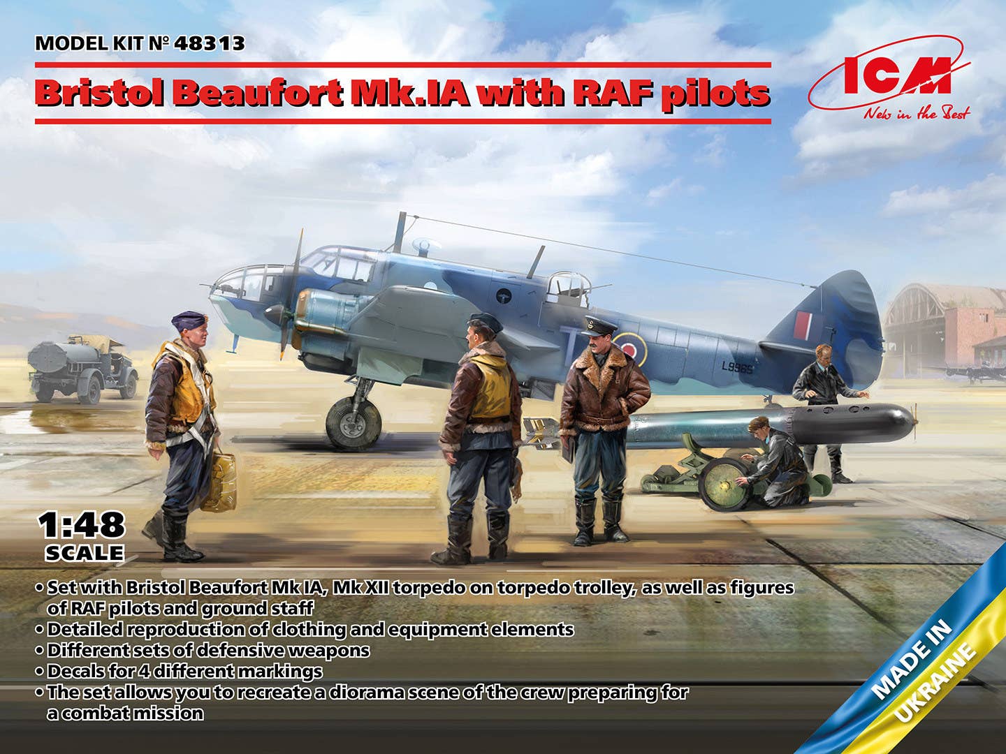 ICM 1/48 Bristol Beaufort Mk.IA with RAF pilots, Aircraft | 4823044409518