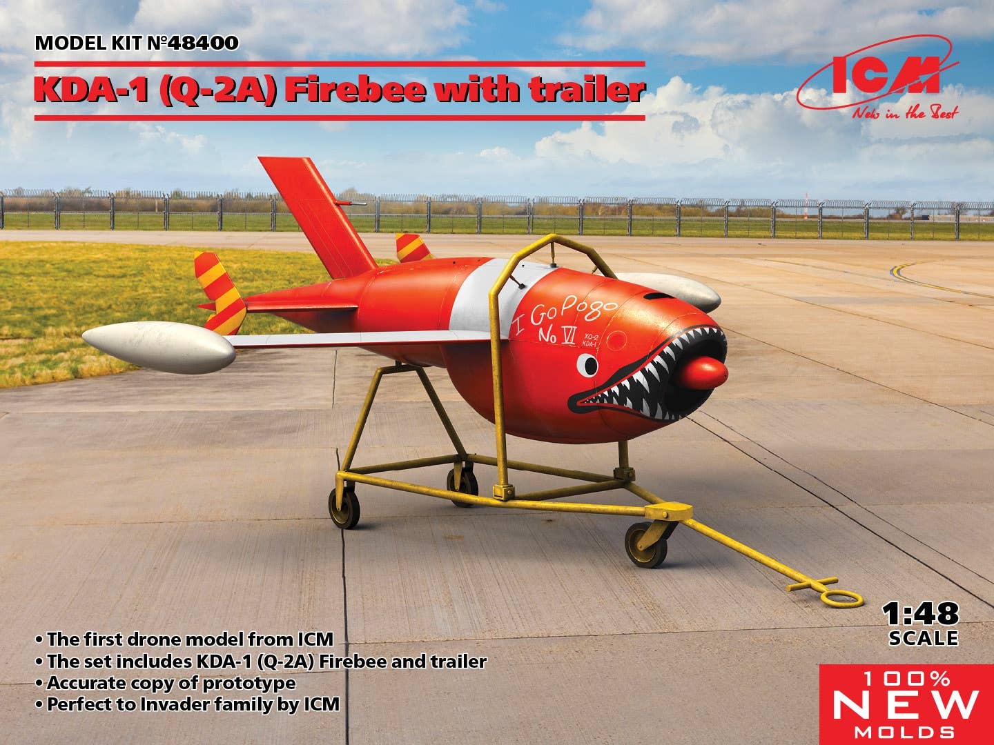 ICM 1/48 Q-2A (KDA-1) Firebee with trailer (1 airplane and trailer) | 4823044407644