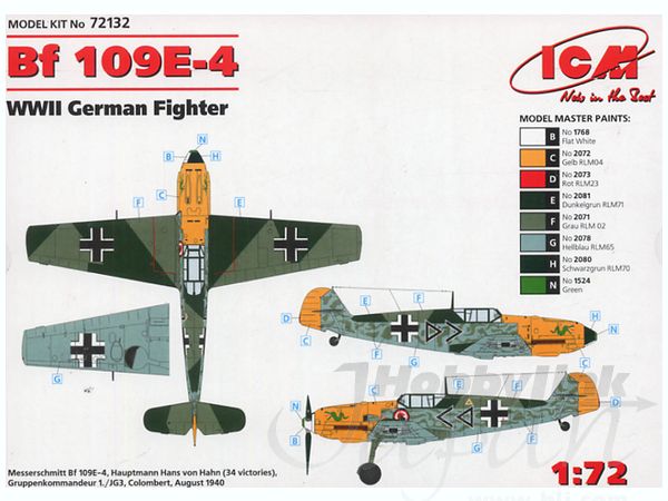 ICM 1/72 Messerschmitt Bf 109E-4, WWII German Fighter | 4823044400409