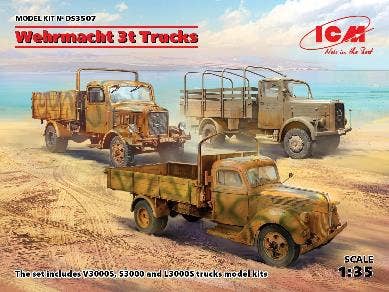 ICM 1/35 Wehrmacht 3t Trucks (V3000S, KHD S3000, L3000S) | 4823044406647
