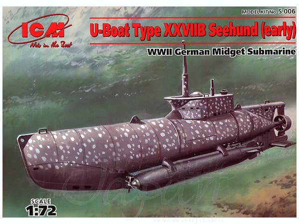 ICM 1/72 U-Boat Type XXVIIB Seehund (early), WWII German Midget Submarine | 4823044401314