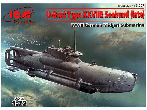 ICM 1/72 U-Boat Type XXVIIB Seehund (late), WWII German Midget Submarine | 4823044400973
