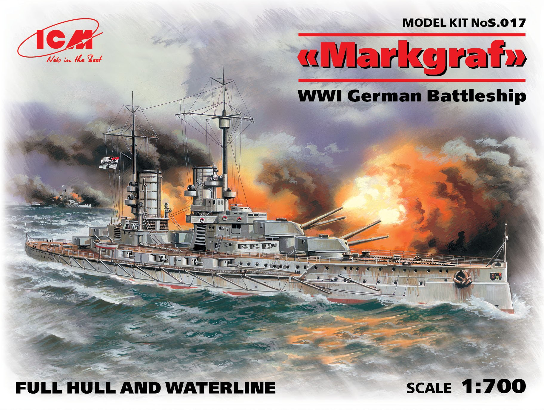 ICM 1/700 Markgraf (full hull & waterline), WWI German Battleship | 4823044405169