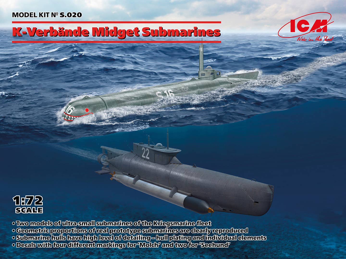 ICM 1/72 K-Verbände Midget Submarines ('Seehund' and 'Molch') | 4823044410262