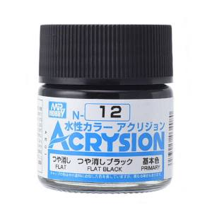 Mr Hobby Acrysion N12 - Flat Black (Flat/Primary) | 4973028927078