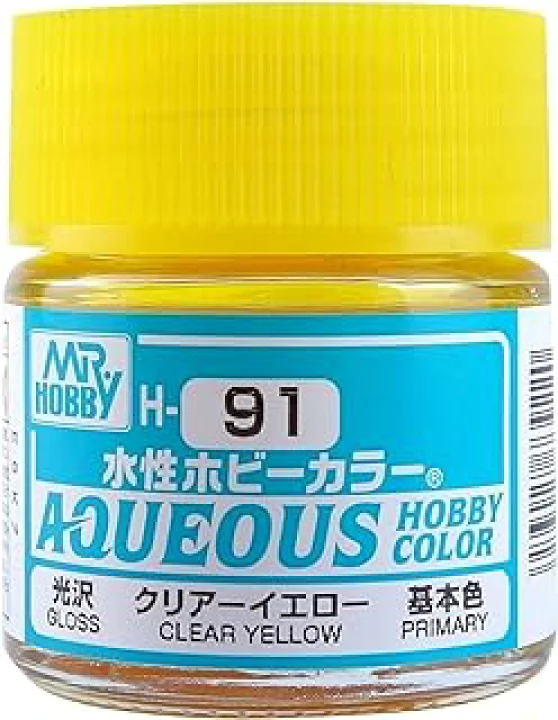 Mr Hobby AQUEOUS HOBBY COLOR - H91 GLOSS CLEAR YELLOW (PRIMARY) | 4973028719673