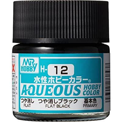 Mr Hobby AQUEOUS HOBBY COLOR - H12 FLAT BLACK (PRIMARY) | 4973028718881