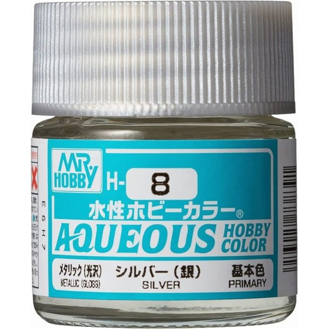 Mr Hobby AQUEOUS HOBBY COLOR - H8 METALLIC GLOSS SILVER (PRIMARY) | 4973028718843