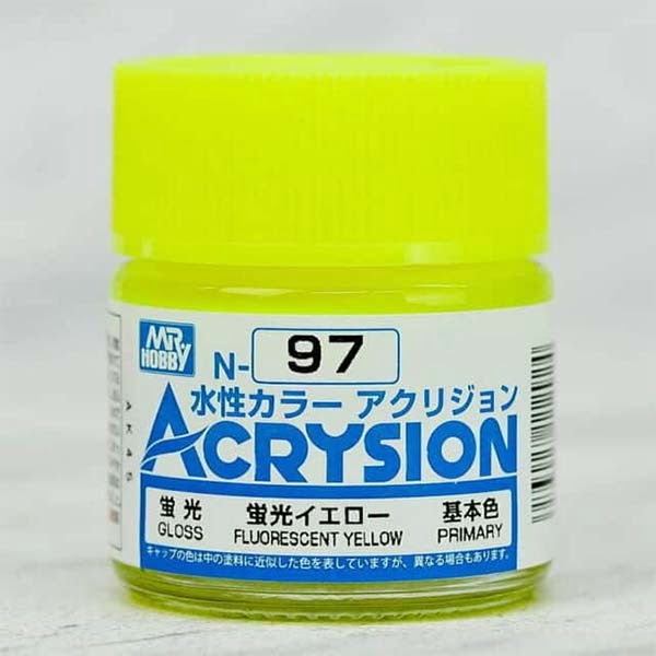 Mr Hobby Acrysion N97 - Fluorescent Yellow (Semi-Gloss/Primary) | 4973028927801
