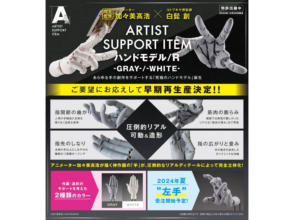 KOTOBUKIYA ARTIST SUPPORT ITEM HAND MODEL/R -GRAY- | 4934054054541